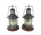 PAIR OF COPPER ANCHOR LIGHTS M