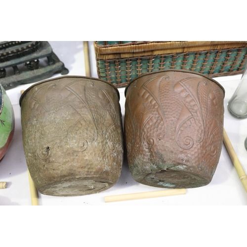 Pair of copper jardineres, approx