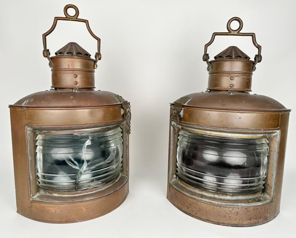 PAIR OF COPPER SHIP'S LANTERNS LATE