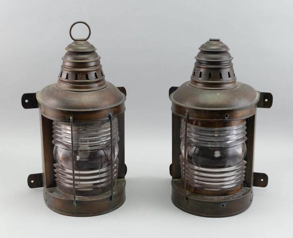 PAIR OF COPPER SHIP'S LANTERNS LATE