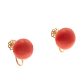 PAIR OF CORAL, 18K YELLOW GOLD