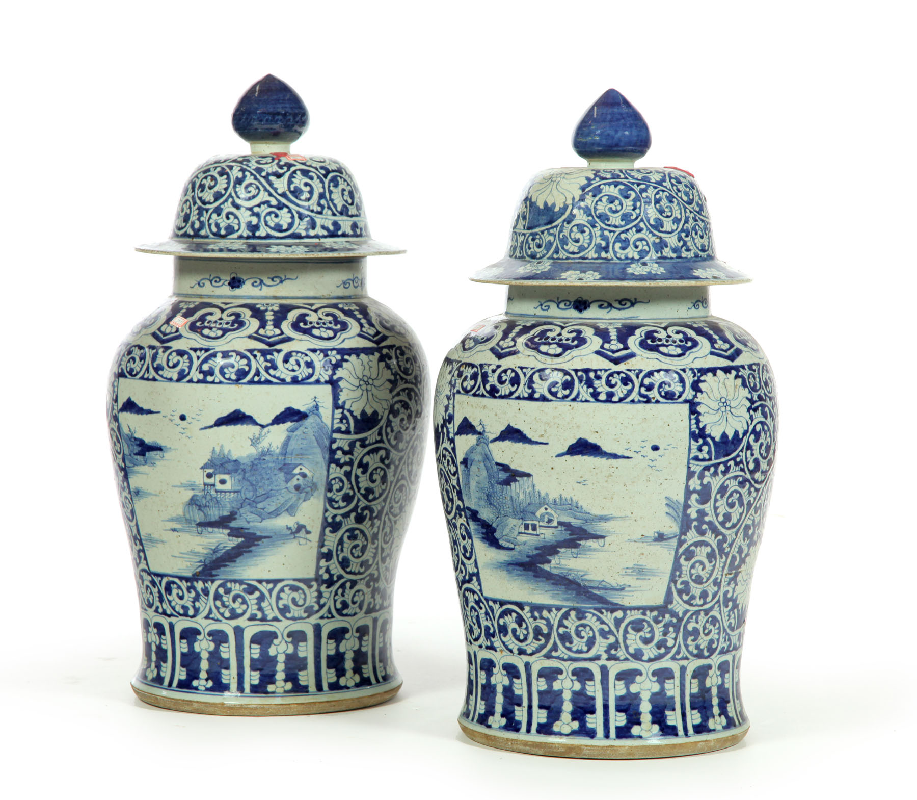 PAIR OF COVERED JARS.  China  mid