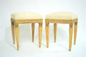 Pair of cream brocatelle uphol