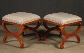 PAIR OF CROSS LEGGED STOOLS PA