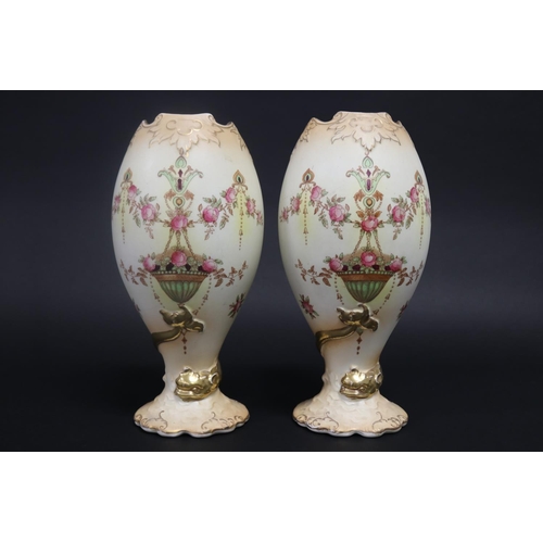 Pair of Crown Devon blush ivory