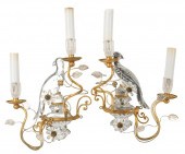 PAIR OF CRYSTAL AND GILT METAL