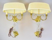 PAIR OF CRYSTAL & BRASS SCONCE