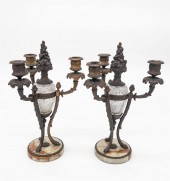 PAIR OF CRYSTAL BRONZE MARBLE