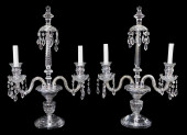 PAIR OF CRYSTAL CANDELABRAS, T