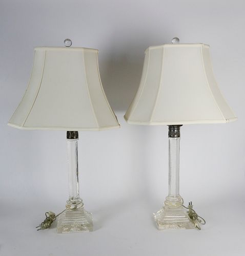 PAIR OF CRYSTAL CORINTHIAN COLUMN