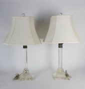 PAIR OF CRYSTAL CORINTHIAN COL
