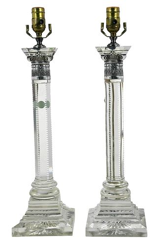 PAIR OF CRYSTAL LAMPS20th