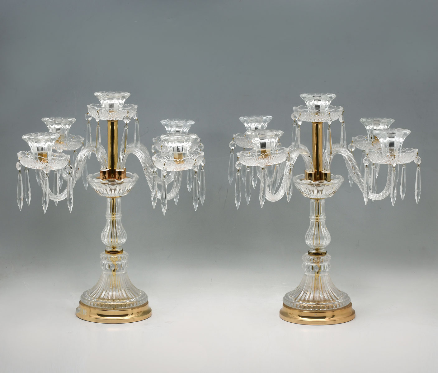 PAIR OF CRYSTAL TABLE