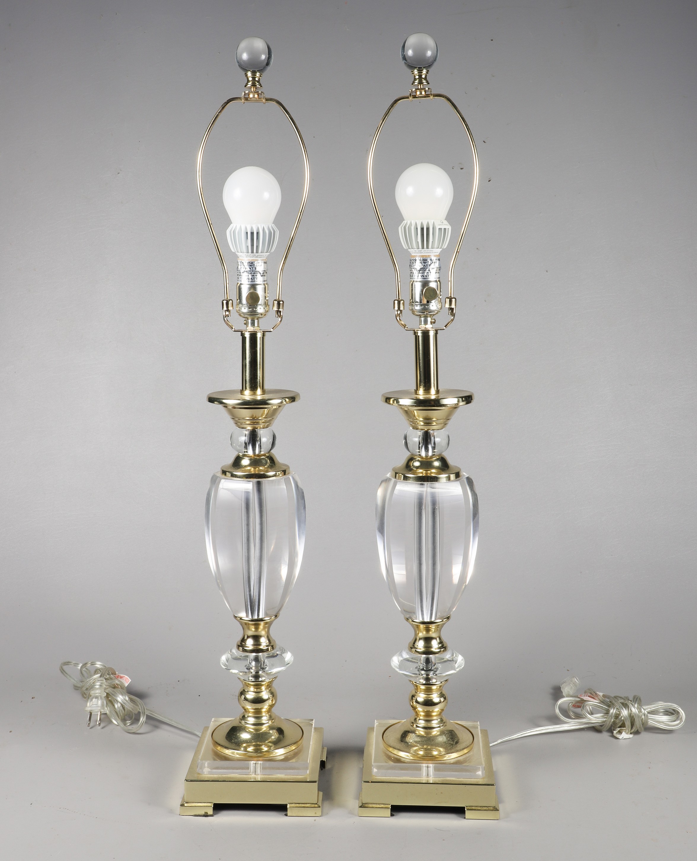 Pair of crystal table lamps,