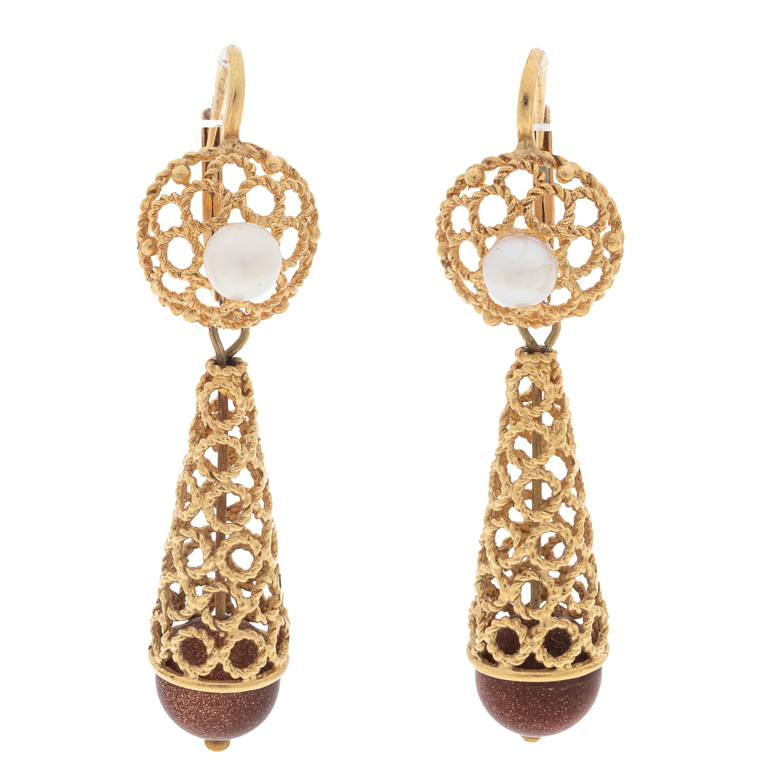 PAIR OF CULTURED PEARL, GOLDSTONE