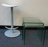 PAIR OF CURVED GLASS NESTING T
