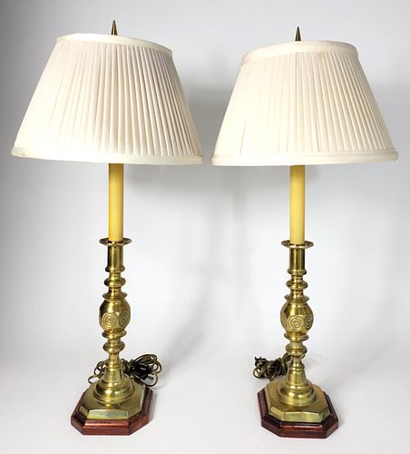 PAIR OF CUSTOM 19TH C. BRASS