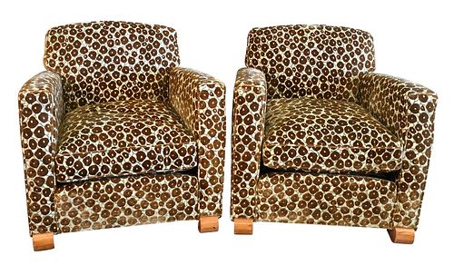 PAIR OF CUSTOM BROWN FLORAL
