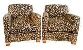 PAIR OF CUSTOM BROWN FLORAL UP