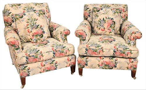 PAIR OF CUSTOM CHINTZ UPHOLSTERED