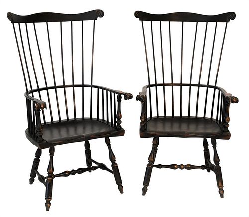 PAIR OF CUSTOM FANBACK WINDSOR