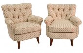 PAIR OF CUSTOM UPHOLSTERED ARM