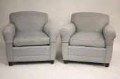 PAIR OF CUSTOM UPHOLSTERED CLU