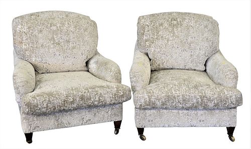 PAIR OF CUSTOM UPHOLSTERED EASY