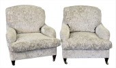 PAIR OF CUSTOM UPHOLSTERED EAS