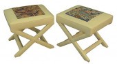 PAIR OF CUSTOM UPHOLSTERED FOO
