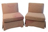 PAIR OF CUSTOM UPHOLSTERED SLI
