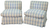 PAIR OF CUSTOM UPHOLSTERED SLI