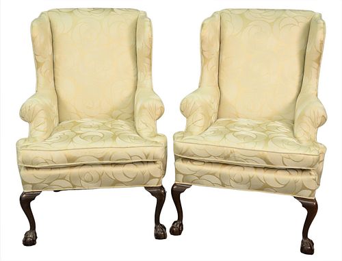 PAIR OF CUSTOM UPHOLSTERED WING