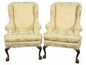 PAIR OF CUSTOM UPHOLSTERED WIN