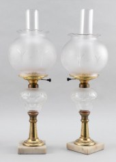 PAIR OF CUT AND FROSTED GLASS