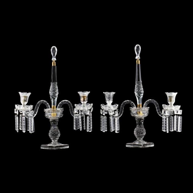 PAIR OF CUT CRYSTAL GIRANDOLES 20th