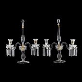 PAIR OF CUT CRYSTAL GIRANDOLES
