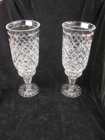 Pair of Cut Crystal Hurricane Lamps