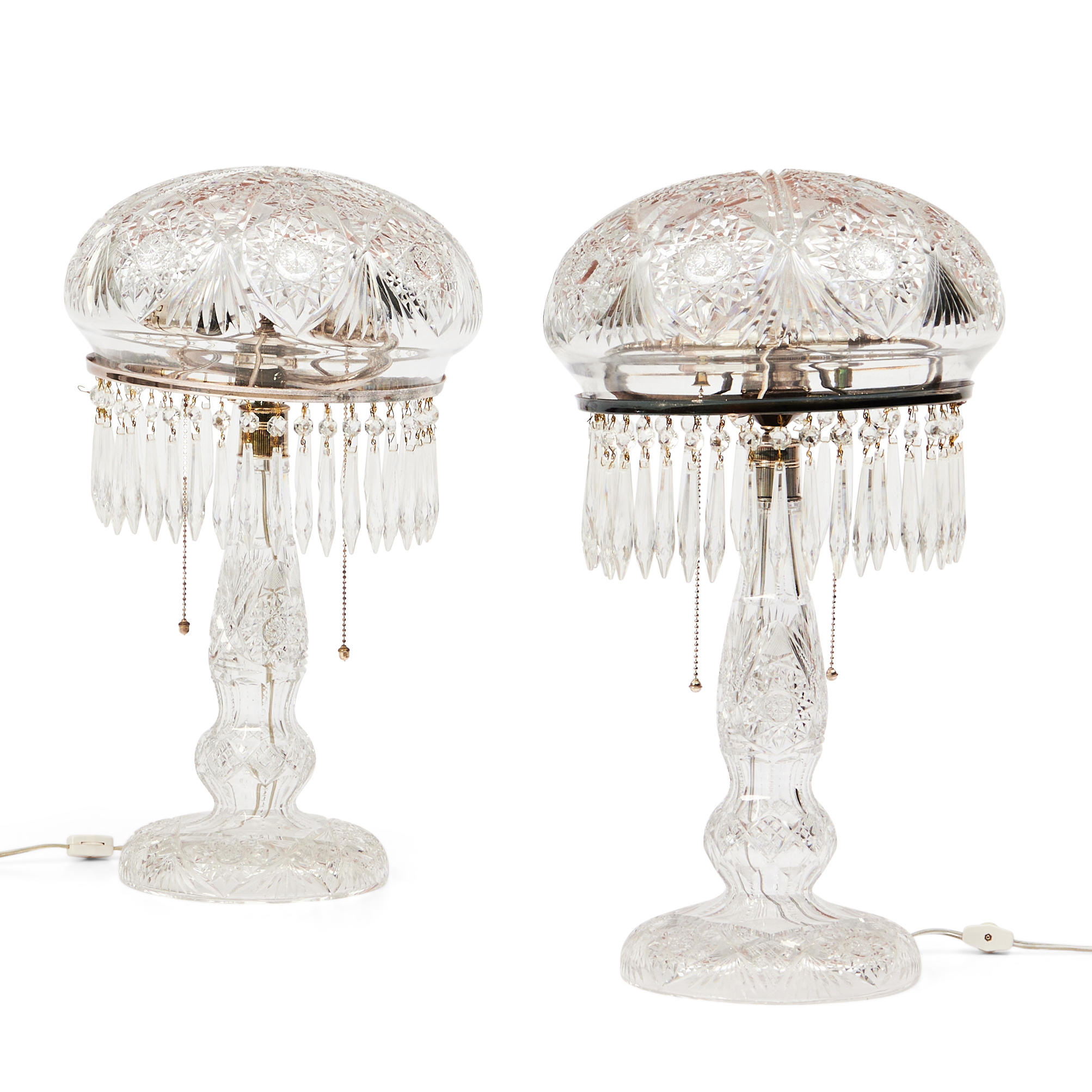 PAIR OF CUT CRYSTAL LAMPS AND
