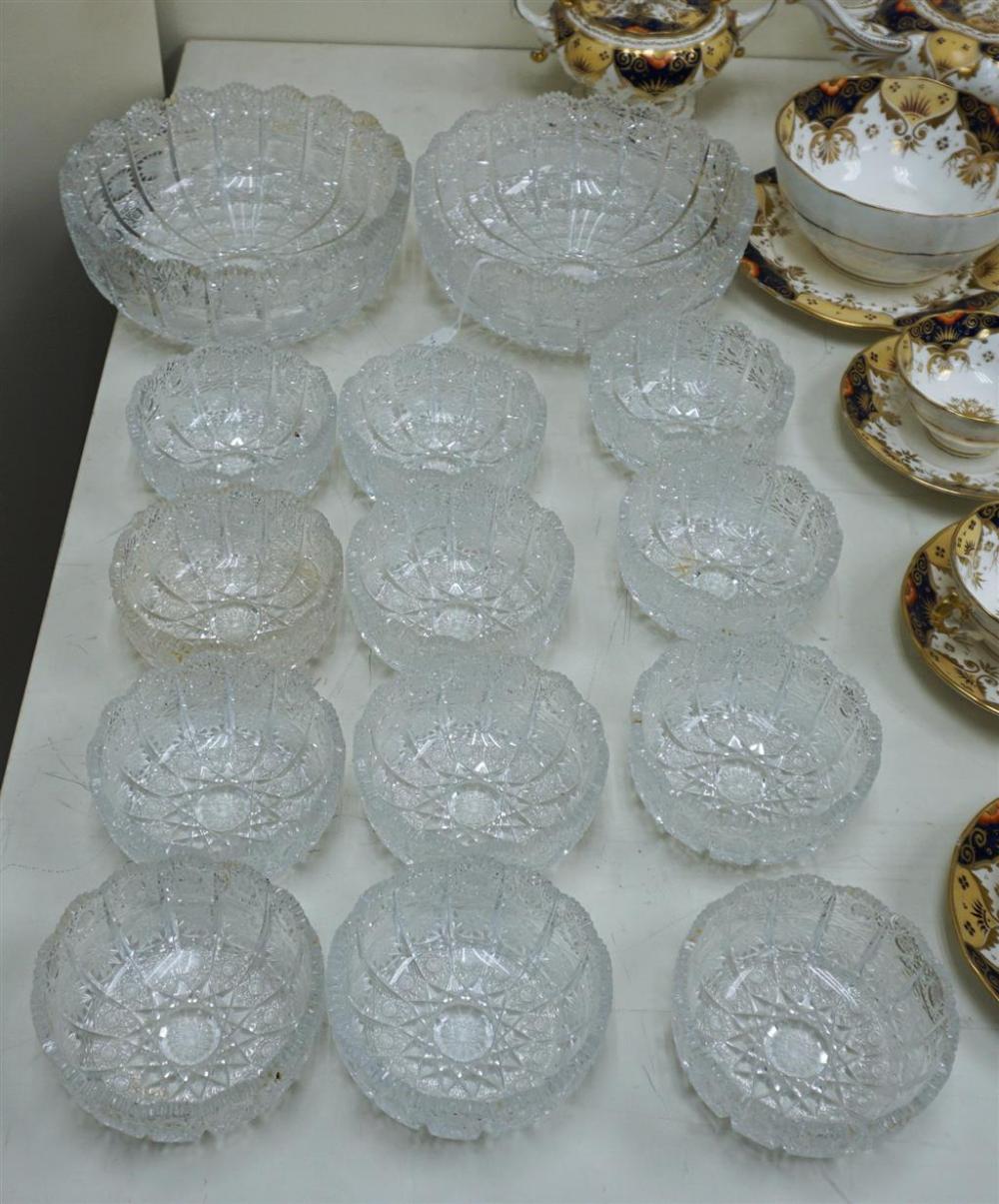 PAIR OF CUT CRYSTAL SALAD BOWLS AND