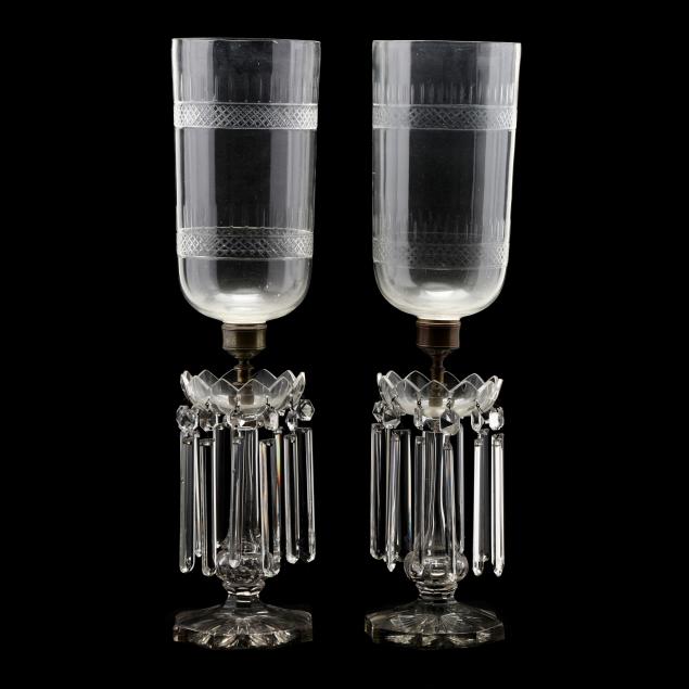 PAIR OF CUT CRYSTAL TABLE LAMPS