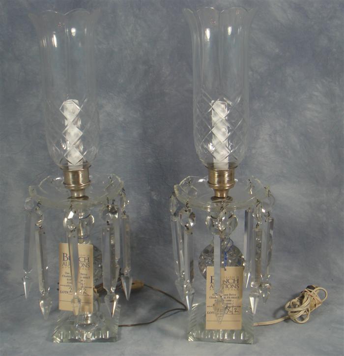 Pair of cut crystal table lamps
