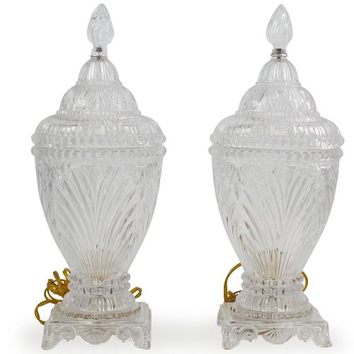 PAIR OF CUT CRYSTAL URN