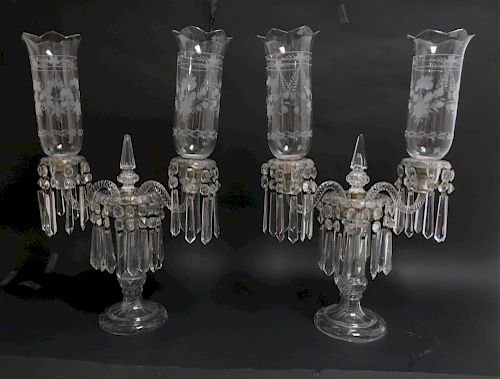 PAIR OF CUT GLASS 2-LIGHT