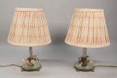 PAIR OF CUT GLASS AND BRASS TA
