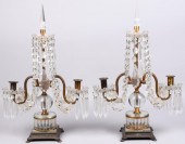 PAIR OF CUT-GLASS AND GILT MET