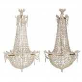 PAIR OF CUT GLASS BASKET CHAND