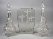 PAIR OF CUT-GLASS DECANTERS WI
