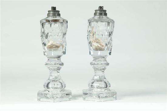 PAIR OF CUT GLASS LAMPS.  American