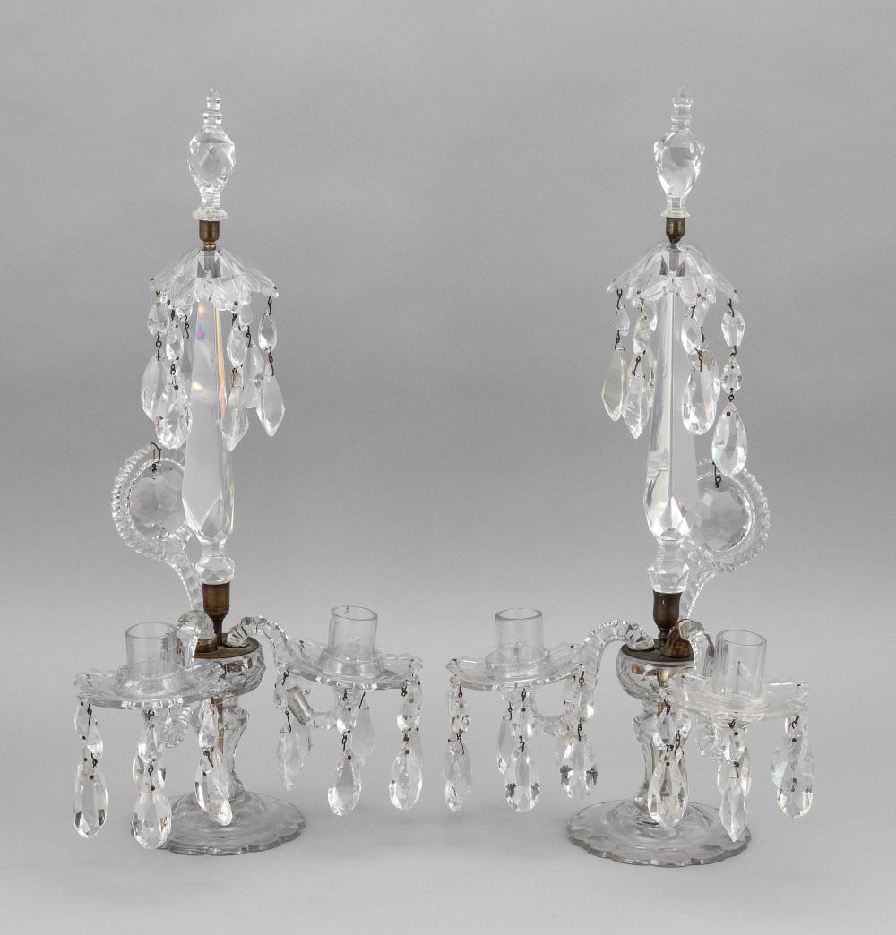 PAIR OF CUT GLASS MANTEL GARNITURES